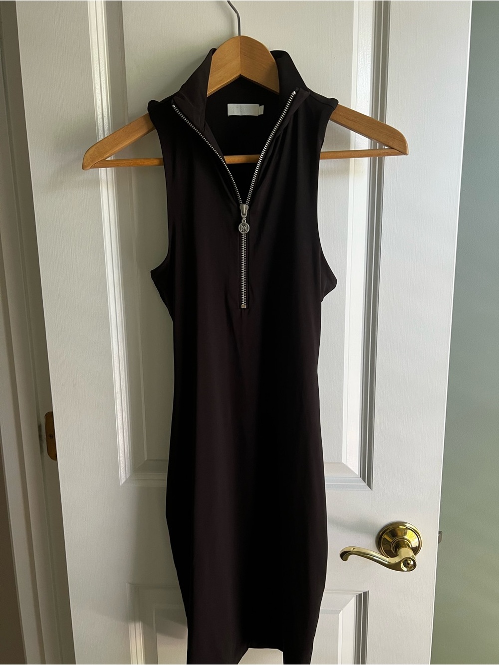 Meshki Fiona Black Sleeveless Zip Front Mini Dress - Picture 2 of 13